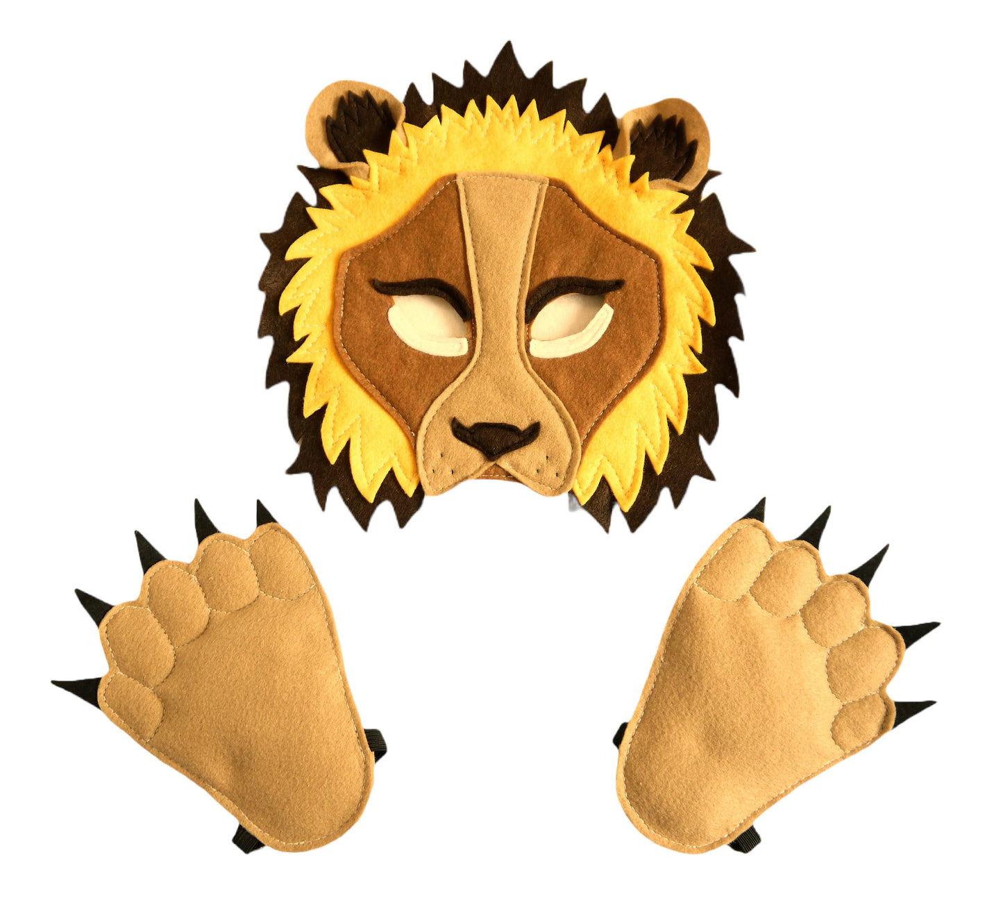 Lion costume onesie, mask and paws