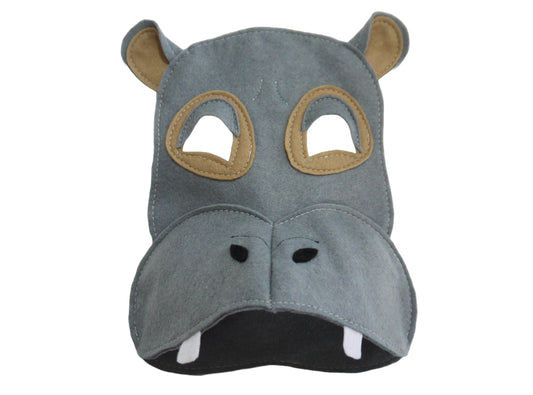 Book day costume Hippo mask, kids or adults size fabric, theatre production, dress up gift
